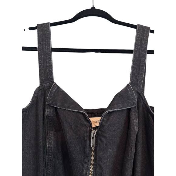 Madewell Black Denim Zip-Front Sleeveless Jumpsuit with Structured Front Size 14 - Picture 5 of 9